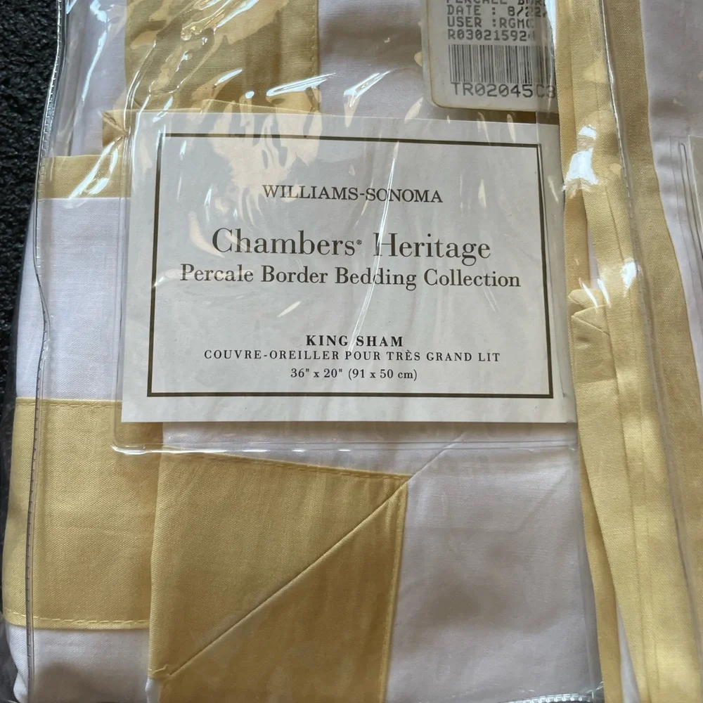 Set of 3 Williams-Sonoma King Shams – Chambers Heritage Percale Border Gold Trim